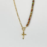 Cozy Colorful Paper Clip Chain Beaded Necklace with Charm - Limited Edition