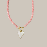 Pretty in Pink Pearl Heart Pendant Necklace