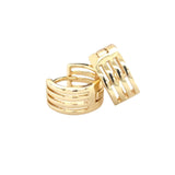 Gold Small Striped Hoop Earrings