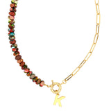 Cozy Colorful Paper Clip Chain Beaded Necklace with Charm - Limited Edition