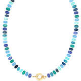 Aqua Blue Agatha Hand Beaded Personalized Necklace