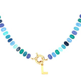 Aqua Blue Agatha Hand Beaded Personalized Necklace