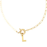 Patricia Pearl and Paper Clip Chain Necklace with Charm