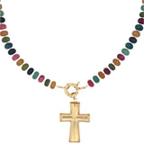 Limited Edition Multi Colored Hand-Beaded Cross Necklace
